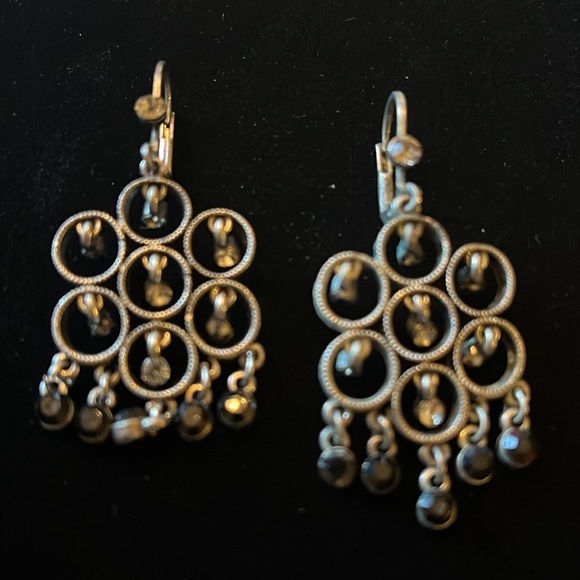 Dangly Black , Silver, & Clear Earrings - Picture 6 of 17